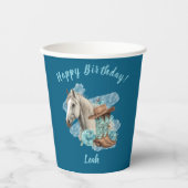 Western Horse Floral Equestrian- Navy 紙コップ (正面)