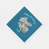 Western Horse Floral Equestrian- Navy Napkins スタンダードランチョンナプキン (角)