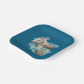 Western Horse Floral Equestrian- Navy Paper Plates ペーパープレート (傾斜あり)
