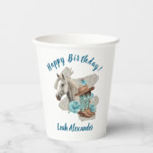 Western Horse Floral Equestrian- White 紙コップ (正面)