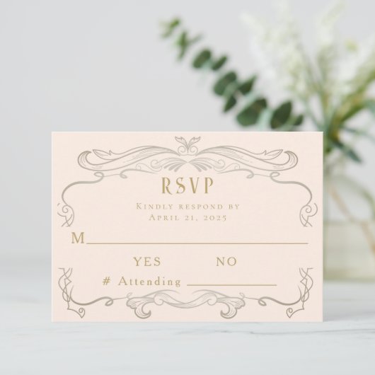 Western Horse Lovers Pink Wedding RSVP Card (スタンド正面)