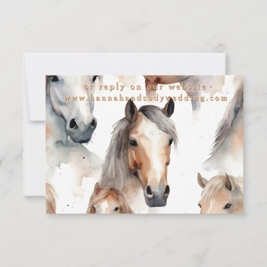 Western Horse Lovers Pink Wedding RSVP Card (裏面)