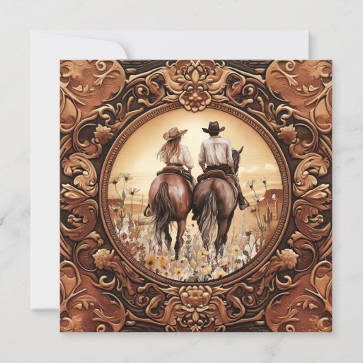 Western Horse Lovers Wedding Save the Date Card (裏面)