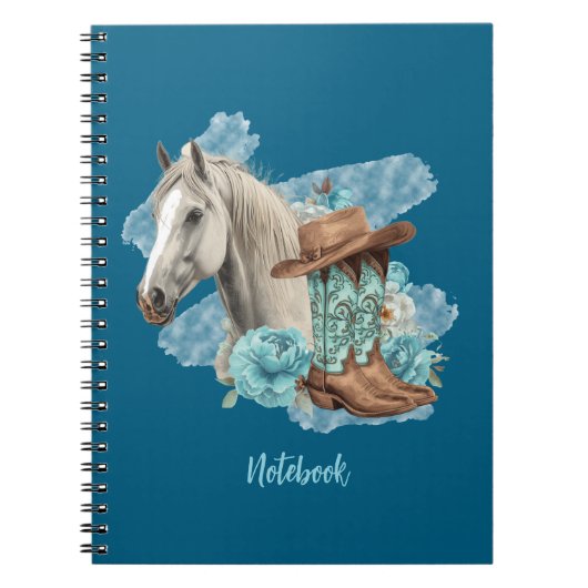 Western Horse Spiral NoteBook- Navy ノートブック (正面)