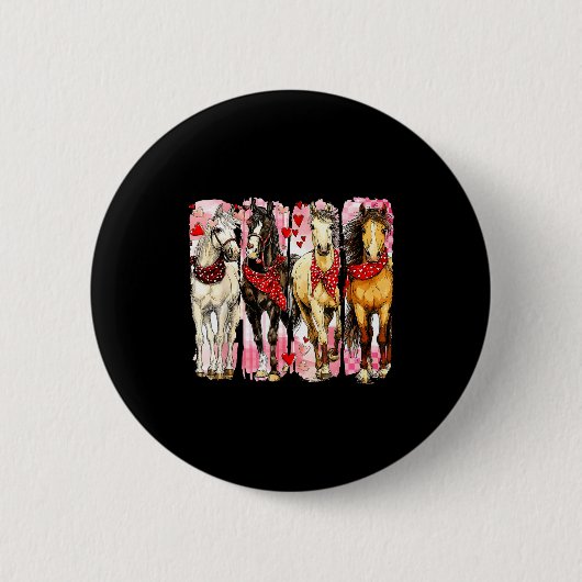 Western Horse Valentine Funny Western Valentines D 缶バッジ (正面)