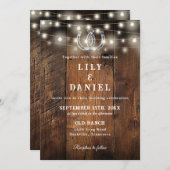 Western Horseshoes QR Code All In One Wedding 招待状 (正面/裏面)