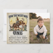 Western How The West Was One 1 Birthday Photo 招待状 (正面)