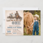 Western How The West Was One 1 Birthday Photo 招待状 (正面)