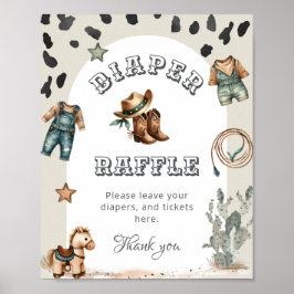 Western Howdy Baby Cowboy Baby Shower Diaper Raffl ポスター
