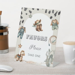 Western Howdy Baby Cowboy Baby Shower Favors Sign 台座サイン