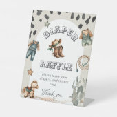 Western Howdy Baby Cowboy Shower Diaper Raffle 台座サイン (正面)