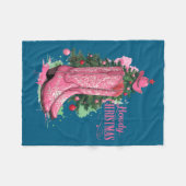 Western , Howdy Christmas And Tree, Nk Cowboy Boot フリースブランケット (正面(横))