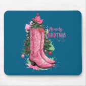 Western , Howdy Christmas And Tree, Nk Cowboy Boot マウスパッド (正面)