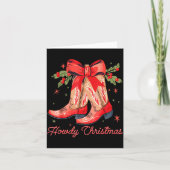 Western Howdy Christmas Cowgirl Boot Coquette Bow  カード (正面)