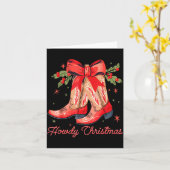 Western Howdy Christmas Cowgirl Boot Coquette Bow  カード (黄色い花)