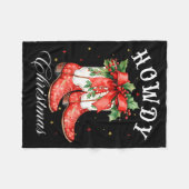 Western Howdy Christmas Cowgirl Boot Coquette Bow  フリースブランケット (正面(横))