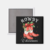 Western Howdy Christmas Cowgirl Boot Coquette Bow  マグネット (正面/裏面)