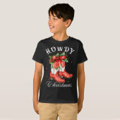 Western Howdy Christmas Cowgirl Boot Coquette Bow  Tシャツ (正面フル)