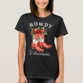 Western Howdy Christmas Cowgirl Boot Coquette Bow  Tシャツ (正面)