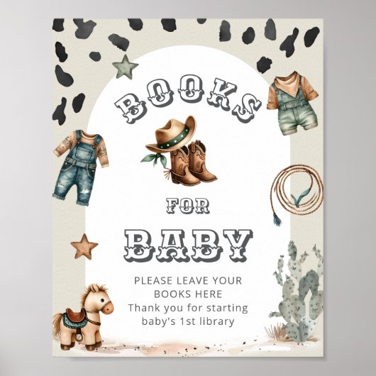 Western Howdy Cowboy Baby Shower Books for Baby ポスター (正面)