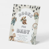 Western Howdy Cowboy Baby Shower Books for Baby 台座サイン (正面)