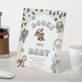 Western Howdy Cowboy Baby Shower Books for Baby 台座サイン