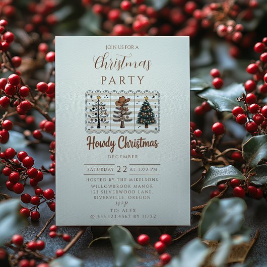 Western Howdy Cowboy Christmas 招待状