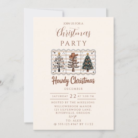 Western Howdy Cowboy Christmas 招待状 (正面)