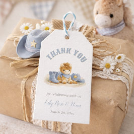 Western Little Cowboy Baby Shower Thank You Gift ギフトタグ