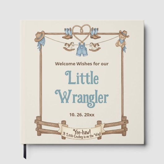 Western "Little Wrangler" Foil Baby Shower ゲストブック (正面)