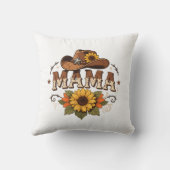 Western Mama Sunflower Cowgirl Design クッション (裏面)