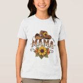 Western Mama Sunflower Cowgirl Design トライブレンドＴシャツ (正面)
