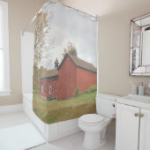 Western Mass Big Red Barn in Autumn Shower Curtain シャワーカーテン (インサイチュ)