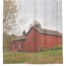 Western Mass Big Red Barn in Autumn Shower Curtain シャワーカーテン