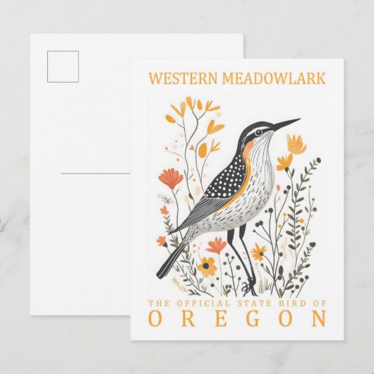 Western Meadowlark Bird of Oregon Travel ポストカード (正面/裏面)
