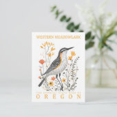 Western Meadowlark Bird of Oregon Travel ポストカード (スタンド正面)