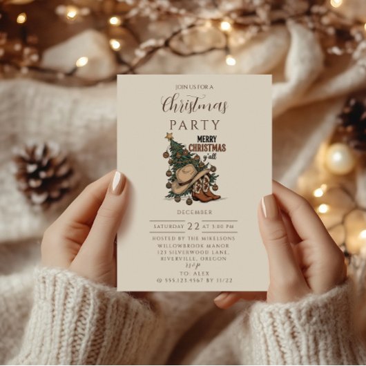 Western Merry Christmas Y’all 招待状