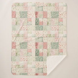 Western Mint Pink Floral Quilt Patterns シェルパブランケット