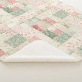 Western Mint Pink Floral Quilt Patterns シェルパブランケット (3/4)
