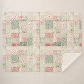 Western Mint Pink Floral Quilt Patterns シェルパブランケット (正面(横))