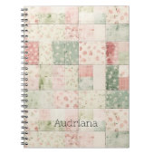 Western Mint Pink Floral Quilt Patterns ノートブック (正面)