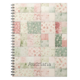 Western Mint Pink Floral Quilt Patterns ノートブック