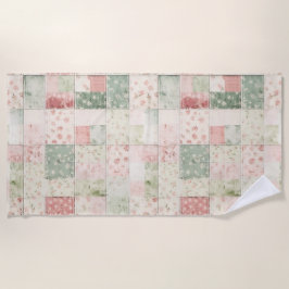 Western Mint Pink Floral Quilt Patterns ビーチタオル