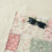Western Mint Pink Floral Quilt Patterns ビーチタオル (インサイチュ)