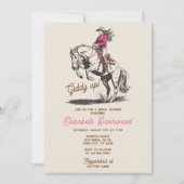 Western Modern Cowgirl Bucking Horse Bridal Shower 招待状 (正面)