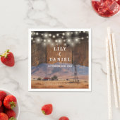 Western Mountain Ranch Barn Wood Wedding スタンダードカクテルナプキン (インサイチュ)