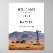 Western Mountain Wedding Welcome Sign ポスター (正面)