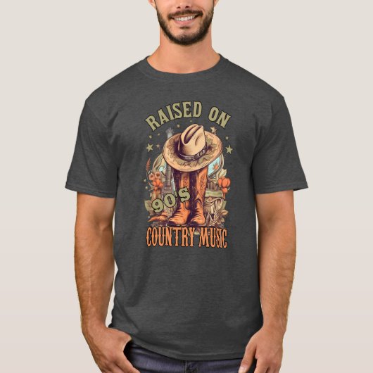 Western Music Raised on 90s Country Music gift Tシャツ (正面)