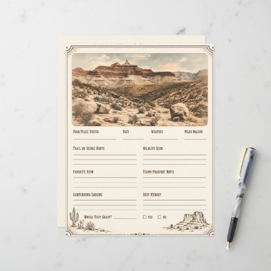 Western National Parks Trip Log Planner Page (正面/裏面インサイチュ)