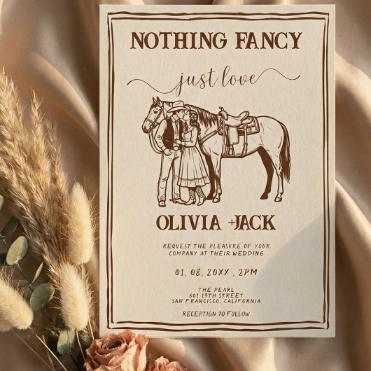 Western Nothing Fancy Just Love Hand Drawn Wedding 招待状